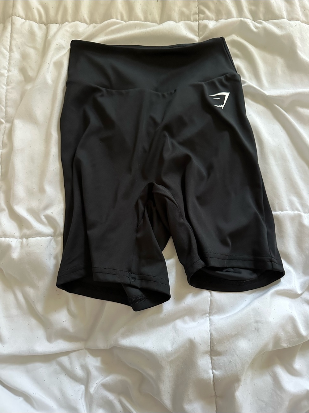 Gymshark Black High-Waist Bike Shorts with White Logo